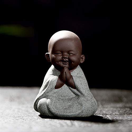 Nette Keramik Buddha Statue - Mönch Figur als Kreatives Ornament - Klassisch, Zarte Keramik Kunsthandwerk Tee Zubehör - Entzückendes Geschenk für Beste Wünsche