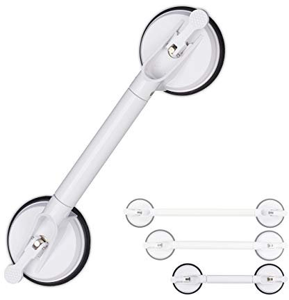Relaxdays Sauggriff Maniglia da Doccia con Ventose, L 45-57,5 cm, 70 kg di Capacità, Supporto per Vasca, Anziani e Bambini, Bianco, 45-57,5