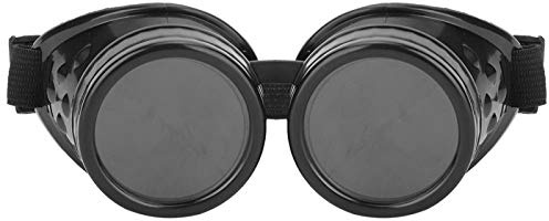 DAUERHAFT Vintage Steampunk Brille Elastizität Anti Verschleiß für Schweißer Lederoptik Schwarz Lunettes de Soleil Retro Sonnenbrille Unisex