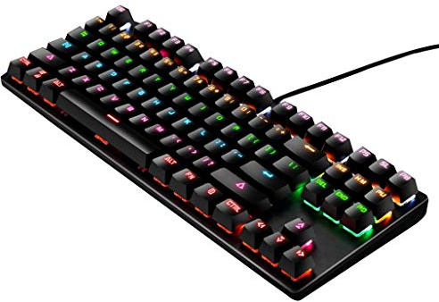 Iwinna Green Shaft Mechanical Keypad 87 Keys Gaming Keyboard with Colorful Light Effect for Windows XP/7/8/10 Systems