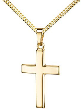 JEVELION Anhänger-Kreuz 585 Gold-Kreuz 14 Karat für Damen, Herren und Kinder Kreuzanhänger Kettenanhänger in gewölbter Form + Schmuck-Etui