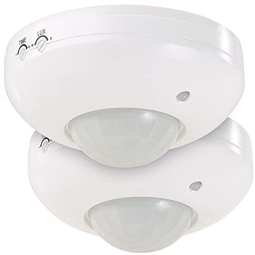 revolt Bewegungsmelder innen: 2er-Set 360°-PIR-Bewegungsmelder mit Timer, für Wand und Decke (Bewegungsmelder Keller, 230V, Dämmerungsschalter)