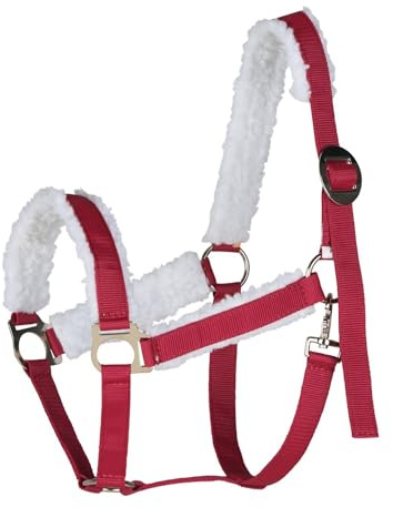 NETPROSHOP Weihnachtshalfter rot Halfter Weihnachten mit weichem Kunstfell Gr. Shetty-Full, Groesse:Cob, Farbe:Rot