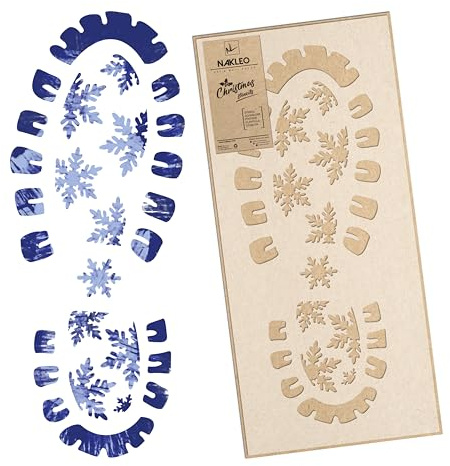 NAKLEO Plantillas de Borde de Navidad para Pintar 21x45cm, Copo de Nieve Patrón, Stencil Navideñas Plástico y Reutilizable para Spray de Nieve y Dibujar, DIY Decoración Ventana Puerta Pared Madera