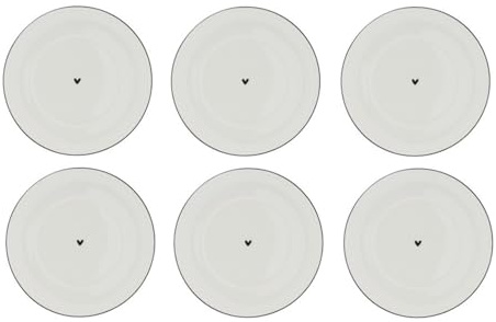 6er Set Untertassen HEART weiß mit schwarzem Rand 15cm Bastion Collections