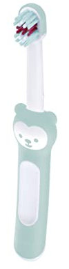 MAM Baby 's Brush, spazzolino da denti con manico corto per una facile tenuta, spazzolino da denti per bambini per una pulizia delicata dei denti, a partire dai 6 mesi, turchese