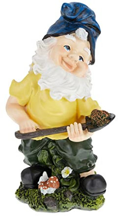 Relaxdays Gnomo da Giardino, con Vanga, Statua Resistente alle Intemperie e al Gelo, HLP: 32x17x15 cm, Nano, Colorato