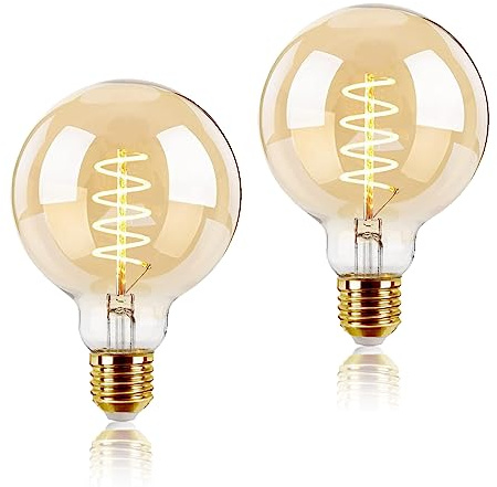 EXTRASTAR Lot de 2 Ampoule 6W LED Edison Style Rétro Vintage (G95SP) 2200K，