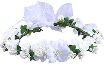 Mikinona Blumenkranz Haarband Für Braut Brautjungfer Einstellbare Krone Weiß Für Hochzeiten Partys Und Fotoshootings Realistisch Lebendig