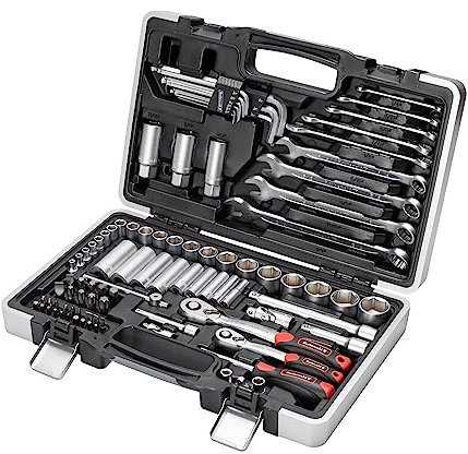 Rothewald Zoll-Werkzeugsatz, 92 Teile, Herausnehmbare Bithalter Für Zoll-Bits, Feinverzahnte Ratschen, Erleichtert Kontrolliertes Schrauben, Chrom-Vanadium-Stahl