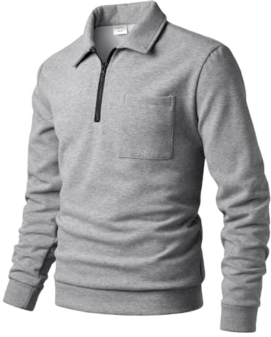 Harbrosrce Sweatshirt für Herren mit Viertelreißverschluss Fleecepullover Weicher Mund Stehkragen Pullover mit Fleece gefüttert Warm Langarmshirt