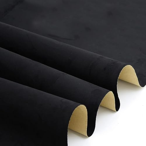 Självhäftande mikrofibertyg, imitationsmocka-klistermärke, stretchfilm-tyg, för cockpit interiör, smyckeskrin, box liner, 40 cm × 150 cm, svart
