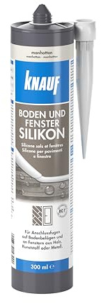 Knauf Boden & Fenster Silikon – neutralvernetzendes Spezial-Silicon, ideal auch für Versiegelungen im Glas- und Fenster-Bau, 300-ml, Manhatten