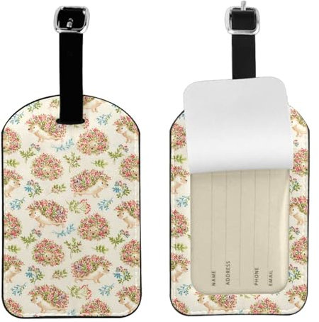 Exquisite Gepäckanhänger mit floralem Igel – Leder-Kofferanhänger – bezaubernde Taschenanhänger für Reisen – praktisches 7 cm x 11 cm Identifikationszubehör