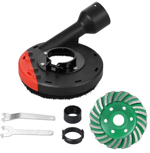 DIERI Absaughaube für Winkelschleifer 115 mm + Diamant-Schleifbecher 115 mm x 15 mm für Beton