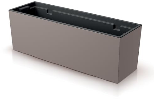 IMJ-Global Vase à Fleurs Plantes Rectangulaire Urbi Maison Décorative en Plastique Haut 20 cm pour Intérieur Extérieur 58 x 18 cm Mocca Design Moderne 18 Litres