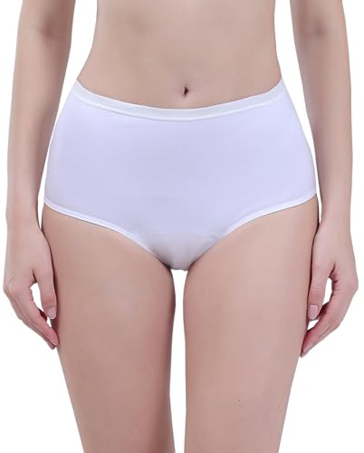 AIRCUTE Washable Urinary Incontinence Protective Underwear for Women Leak Proof Absorbent Reusable Panties 60ML 1 Pack (White, Large)