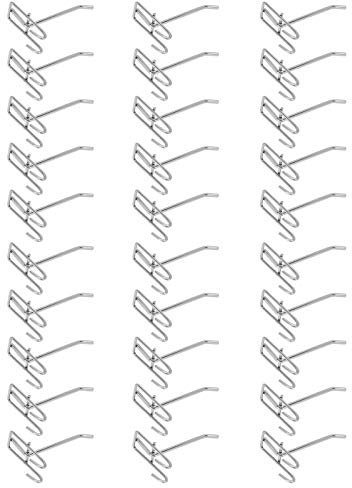HERCHR Metallgitter-Wandhalterung, Präsentationshaken Für Supermarkt, 30 Stück, Silberfarbene Eisen-Stecktafel-Gitter-Wandhaken, Robuste Hängende Stecktafel-Regal-Gitterhaken(10cm)