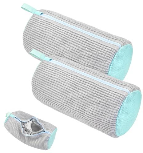 Ningmo Schuhe Waschbeutel Wäschenetz Mit Bürsten - Wäschesack Mit Reißverschluss Für Schuhe Sneaker - 360°-Rundum-Reinigung Anti Aufwickel Schuhbeutel Für Waschmaschine Und Trockner (Grau, 2pcs)
