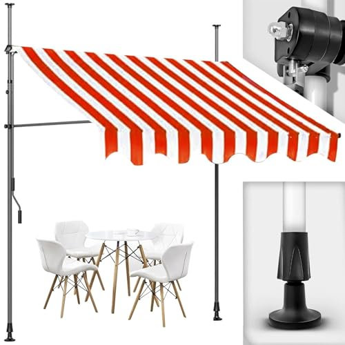 JJENXYYDS Balkonmarkise Klemmmarkise mit Handkurbel Balkon UV-Beständig Markise Wandmontage Balkon mit Manueller Handkurbel für Terrasse Balkon,350cm