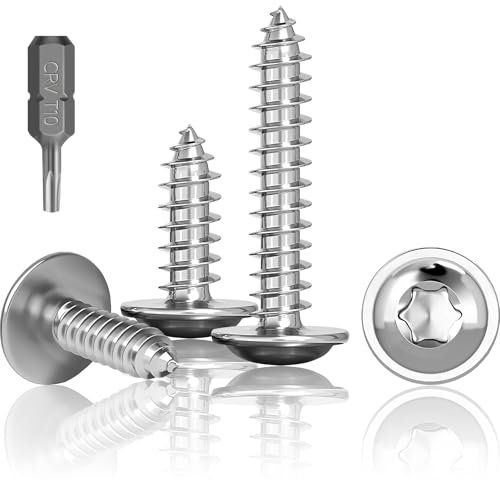 100 Stück Tellerkopf Holzschrauben Torx M3x12mm, Selbstschneidende Schrauben Mit Scheibe,Edelstahl Rostfrei A2 V2A Torx Schrauben Vollgewinde, Holzschrauben, Flachkopfschrauben mit T10 Bohre