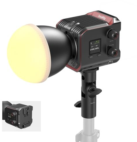 SMALLRIG RC 100B COB Videoleuchte, Bi-Color Video Light 2700K-6500K, Type-C PD Schnellladung, Eingebaute Akkuplatte, Dauerlicht mit App-Steuerung für Fotografie und Fotostudio, Standardversion - 4893