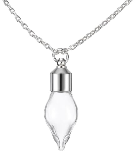 sourcing map 10 Pcs Name on Rice Glass Vial Pendant 14mm Width Mini Glass Bottles, for Necklace Wish Bottle DIY Pendant Craft Souvenirs