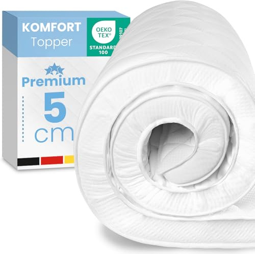 ELONEO Komfortschaum Matratzen Topper 90x190cm mit 5 cm Höhe, atmungsaktiver Matratzentopper, Matratzenauflage, Mattress Topper für Bett und Boxspringbett