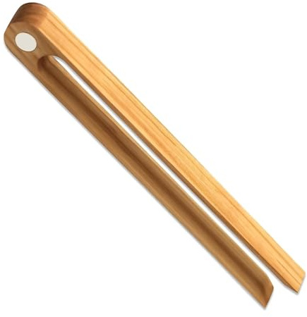 FYHJNC Bamboo Magnetic Toast Tongs, Heat Resistant Kitchen Tool | Non-slip Textured Grip, Scratch Safe for Non-stick Cookware, Lightweight Ergonomic for Cooking Grilling & Food Serving