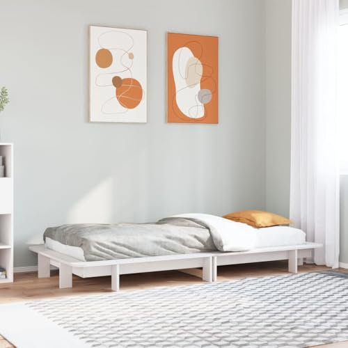 Buzaza Massivholzbett ohne Matratze Weiß 75x190 cm Holz Bett Massivholzbett Bed Frame Bettgestell Bett Holz Kiefernholz - 850684