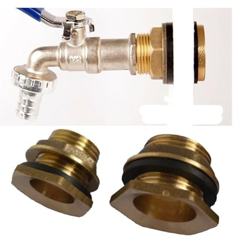 TYNXK Zubehör Für Regentonnen 2PCS 1/2inch 3/4inch Brass Water Tank Connector Rain Barrel Screw Connection Garden Irrigation Threaded Tap Connector Tank Zubehör(3 4)