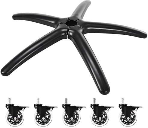 Frassie 28 Inch Heavy Duty Office Gaming Chair Metal Base Replacement Part with 5 Wheels with Brakes, Wide Chair Legs Computer Desk Chair Base