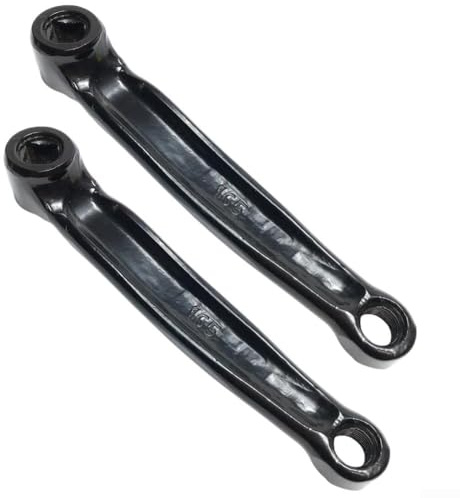 Paire de manivelles de vélo d'appartement 165 mm avec trou carré pour équipement de fitness Noir