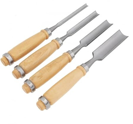 CLLBANT 4 Pezzi Set di Utensili manuali per scalpelli da Intaglio del Legno, scalpelli da Falegname in Acciaio semicircolare, Utensili per la Lavorazione del Legno Fai da Te a casa,