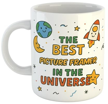 Novelty Picture Framer Coffee Mug – “The Best Picture Framer in The Universe” – Fun Gift for Men, Women, Colleagues, or Boss – 11oz Ceramic – Office or Home Use