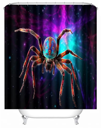 Generico Tenda Doccia Ragno Tenda da Doccia Ragno Stellare Astratto Tendas per Doccia Antimuffa Impermeabile Tessuto in Poliestere Opaca Tendas per Vasca da Bagno con 10 Ganci 120x180cm