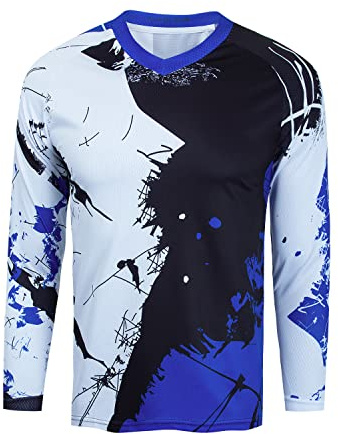 Boy Girl Dirt Bike Jersey Kids Cycling Shirts Long Sleeve Youth Mountain Bicycle Clothes Children Motocross Moto Top Downhill Riding Racing Clothing 4-14 Years Black Blue S