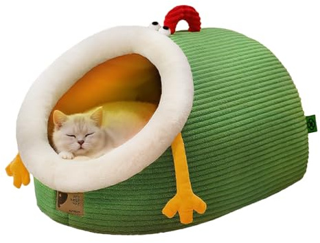 Lit couvert en forme de dôme pour chat | Jolie maison douce avec coussin amovible et lavable pour dormir à l'intérieur ou à l'extérieur
