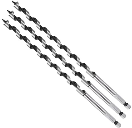 MOXPIFY 3pcs 10mm Wood Auger Drill Bits 230mm Long, Timber Drill Bits | Hex Shank, Extra Long Wood Drill Bits For Woodworking (3pcs x 10mm x 230mm)