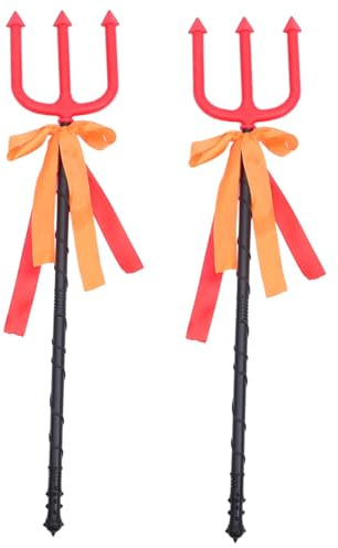 Mikikit 2 pezzi Forcone da Diavolo in Plastica Accessorio Costume Halloween Dettagliato e Leggero per Adulti e Prop Realistico per Cosplay e Feste Mascherate