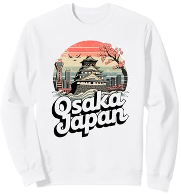 Osaka Japón Sunset Vintage Art Cherry Blossom Souvenir Sudadera