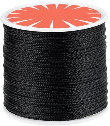 PH PandaHall 70m Filo Cerato Nero 0.6mm Cordoncino in Poliestere Cerato | Filo Cerato Rotondo per la Creazione di Gioielli Braccialetti Collana Macramè Artigianato Fai Da Te
