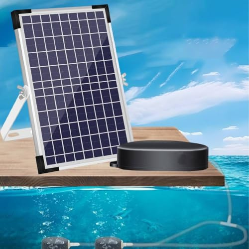 NbgrvB 10W Solar Sauerstoffpumpe für Teich und Aquarium mit 4400mAh Akku 3 Modi Luftsteine inklusive