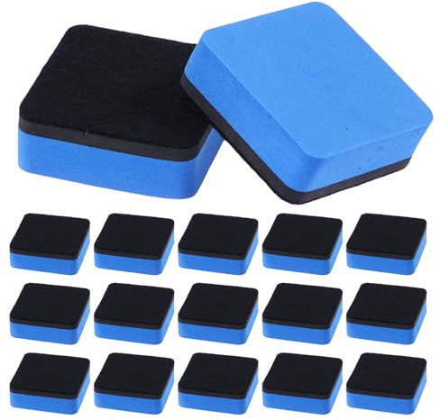 Angoily 20 Borradores Secos Reutilizables para Pizarra Blanca Cuadrados 5X5 CM Fieltro Absorbente y Espuma EVA Kit Portátil para Escuela Oficina Sala de Reuniones y Hogar