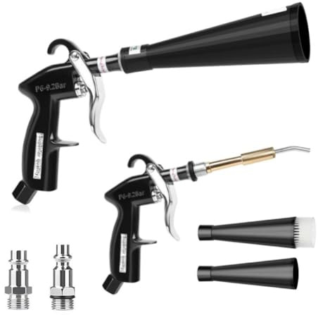Pistola de limpieza de aire comprimido, pistola de aire seco para coche, pistola de purificación de aire de alta presión con 2 boquillas, herramientas de limpieza para interior de coche, asiento