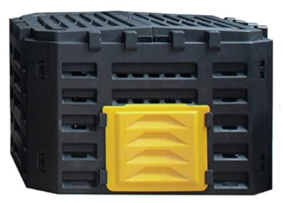 Large Capacity Compost Bin 180L/340L/500L - Durable Plastic Garden Composter with Flip Door & Latch Lid - Eco-Friendly Waste Recycling Box for Fertile Soil - All-Weather Resistant (Yellow)