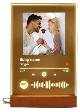Placa de Spotify personalizada, regalo de fotos para novio, novia, mujeres, pareja, marcos de fotos personalizables, luz nocturna de acrílico para mejor amigo, regalo de cumpleaños, personalizable