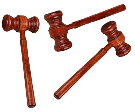 HONITANO 3 Stück Holz Richterhammer Spielzeugset Leichter Kleiner Holzhammer für Cosplay Zubehör zum Rollenspiel und Handtraining