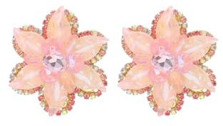 Kvinnors lyxiga flerskikts blommiga uttalande örhängen, glittrande strassörhängen för bröllop och fest, Stand, Legering, strass, Strass