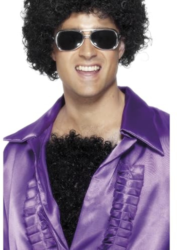 Smiffys Haarige Brust, Schwartz, Deluxe, mit Gummiband Halloween